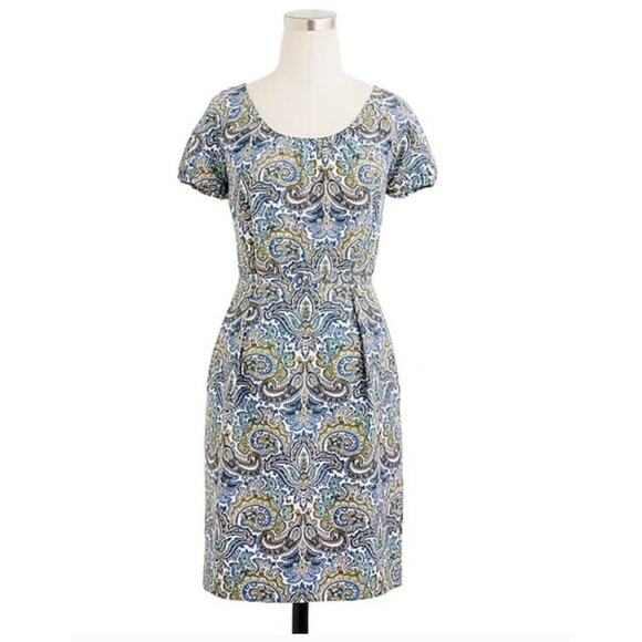 J. Crew Dolores Dress in Peacock Paisley Cotton Silk Size 2 - Picture 1 of 10